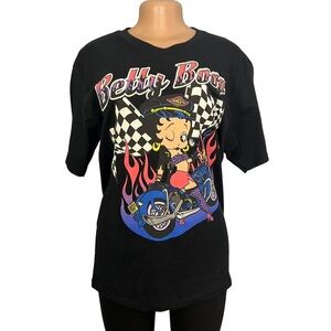 Betty Boop Biker Short Sleeve Shirt Black